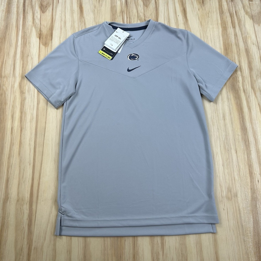 Nike NEW Dri-FIT Penn State Nittany Lions Men's V Neck T Shirt Gray Medium UPF 4